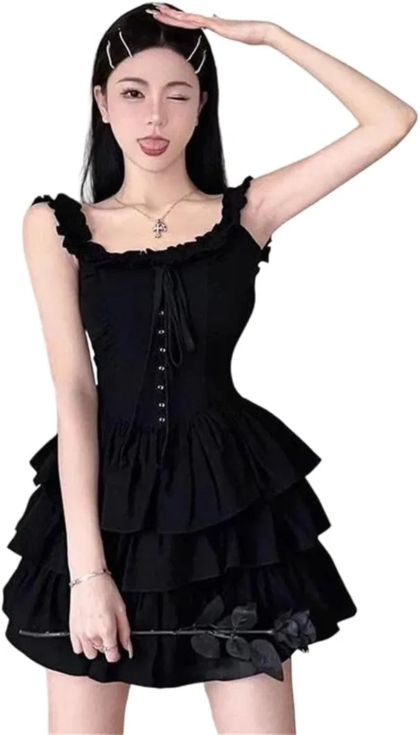 Женское платье с квадратным вырезом Generic, Black