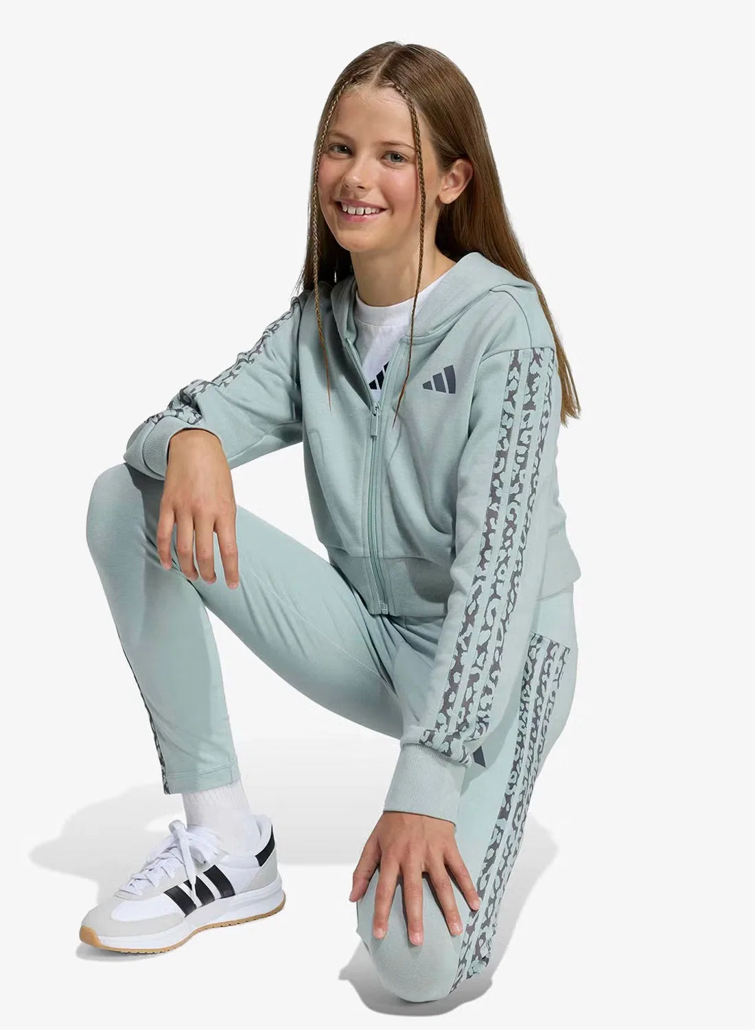 Худи на молнии с капюшоном детское Adidas, розовый — фото 4