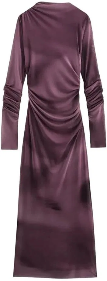 Женское платье в горошек с длинным рукавом, Purple