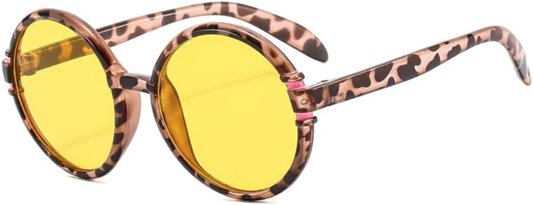 

Модные солнцезащитные очки большого размера с круглой оправой для женщин и мужчин, для активного отдыха и вождения, с защитой от УФ-излучения UV400 TVTBBVV, Flower Yellow