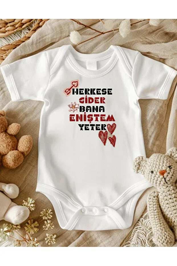 Детское боди для новорожденных хлопковое Enişte written snap-on athlete half sleeve athlete shirt Lupi, Light-Colored Milk Orchid