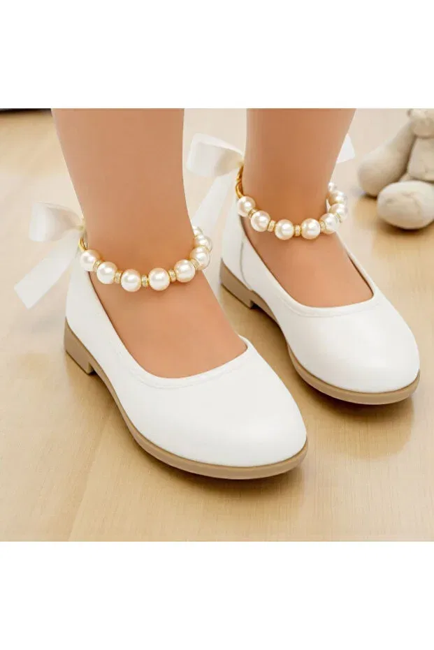 Детские балетки для девочек с ортопедической стелькой Patik Bebe, White Patent Leather
