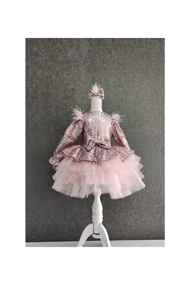 Детское платье для девочек с длинным рукавом Egolika Kids, Pink — фото 2
