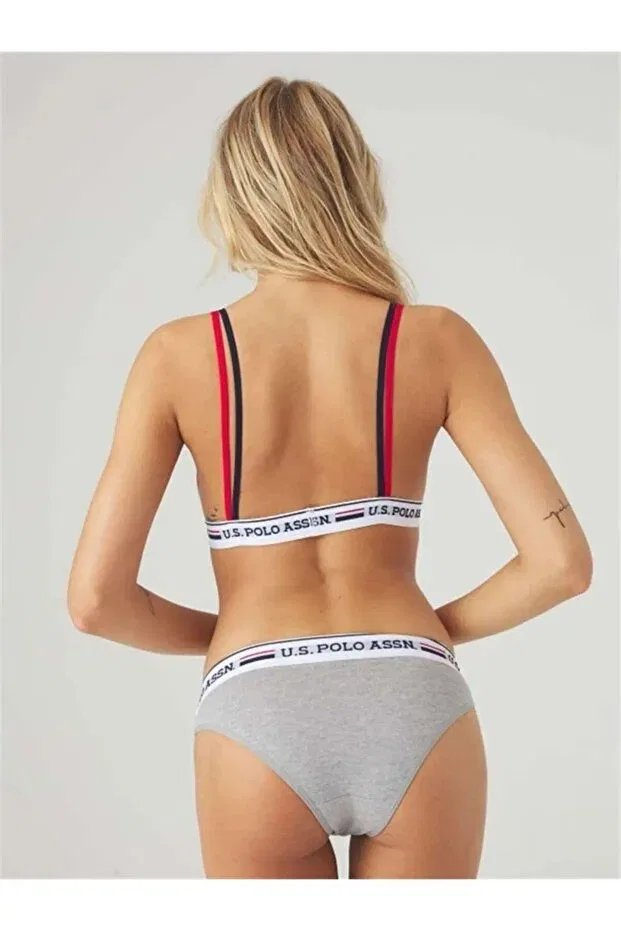 Женский хлопковый комплект боди-бралетт U.S. Polo Assn., Gray — фото 2