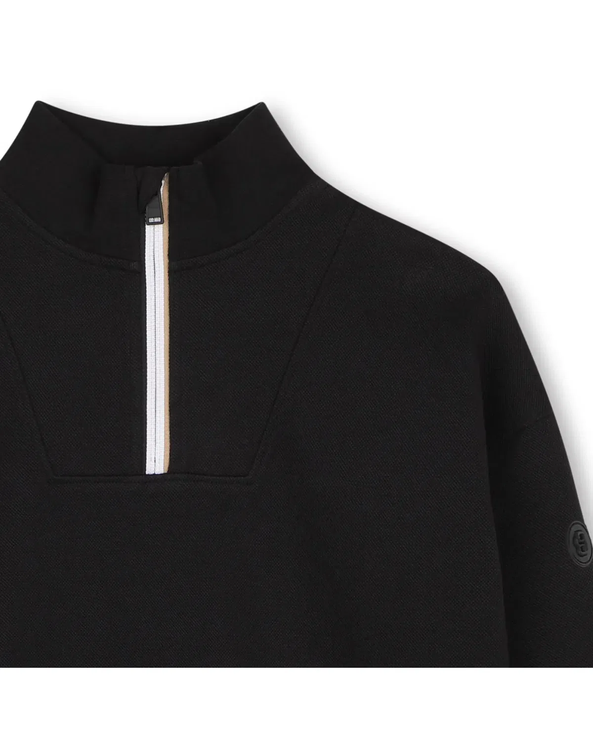 Детская худи для мальчиков из пике BOSS Kidswear, Negro — фото 2