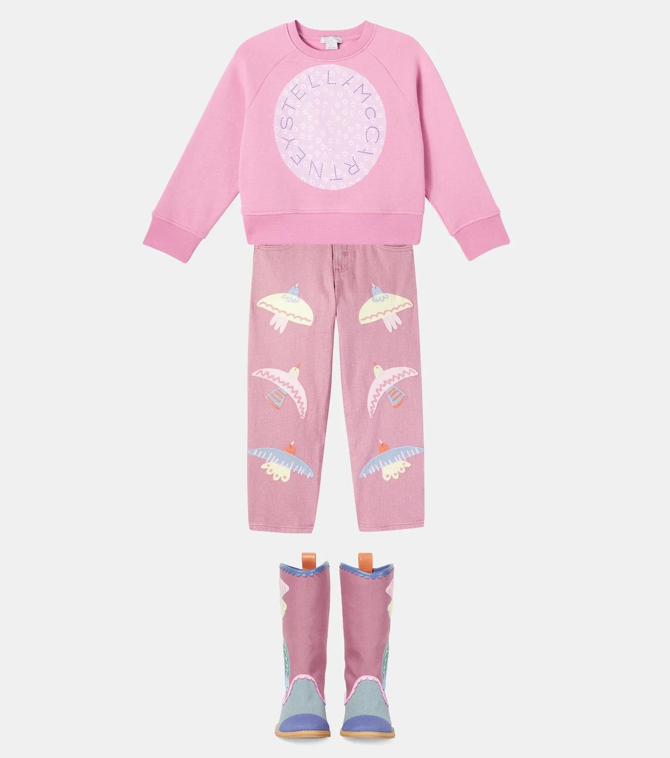 Джинсы с широкими штанинами Stella Mccartney Kids, розовый — фото 2
