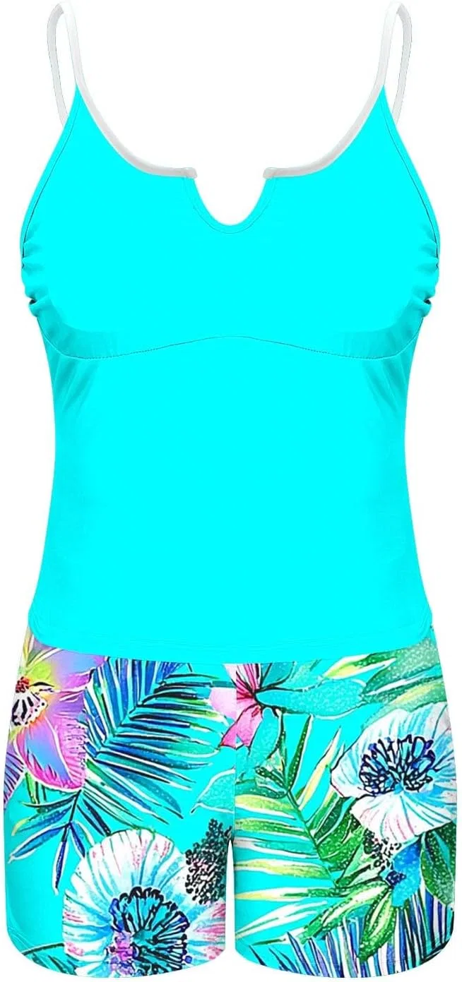 Женская танкини с V-образным вырезом Chevron, Light Blue — фото 4