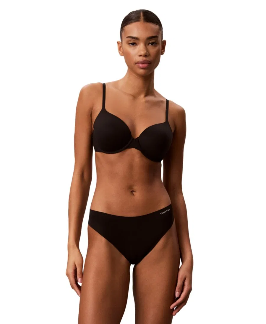 Комплект из 3 трусов-слипов Calvin Klein Invisibles Seamless Microfiber Tag-Free Thong, QD5416, Black/ Black/ Black — фото 2