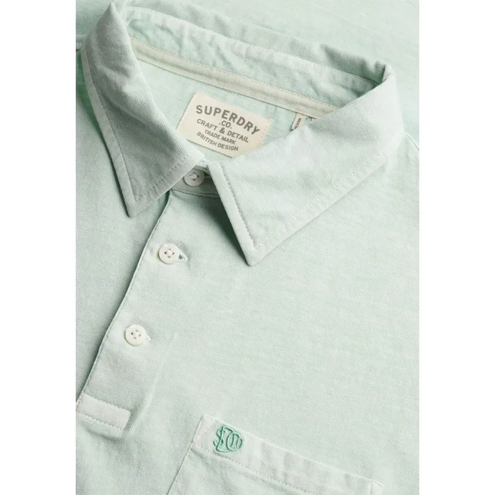 Поло Superdry Classic Cotton Linen Short Sleeve, зеленый — фото 4
