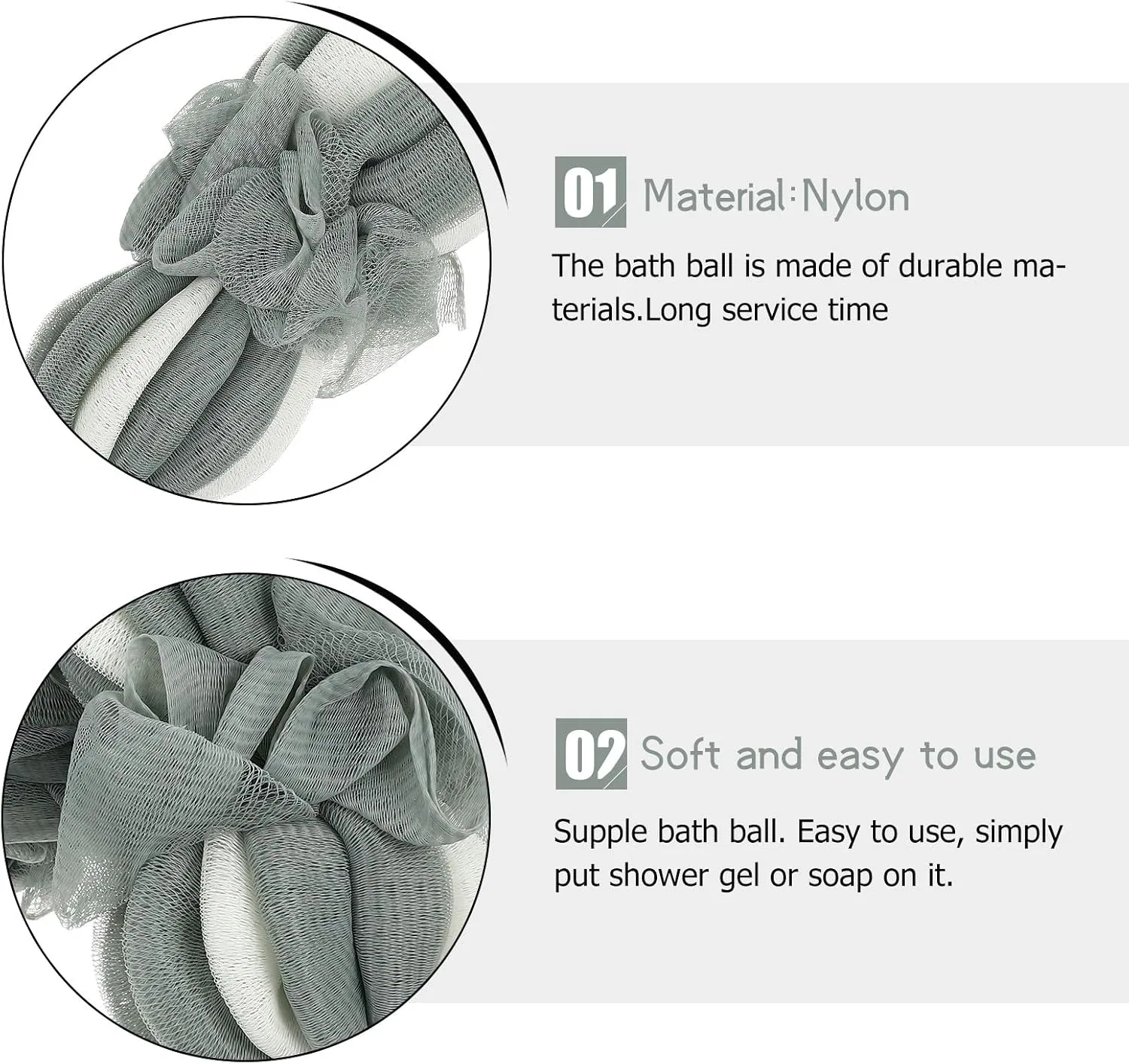 Мочалка для тела Nylon, IMIKEYA, 2 шт, 20x10x5 см, Grün — фото 3