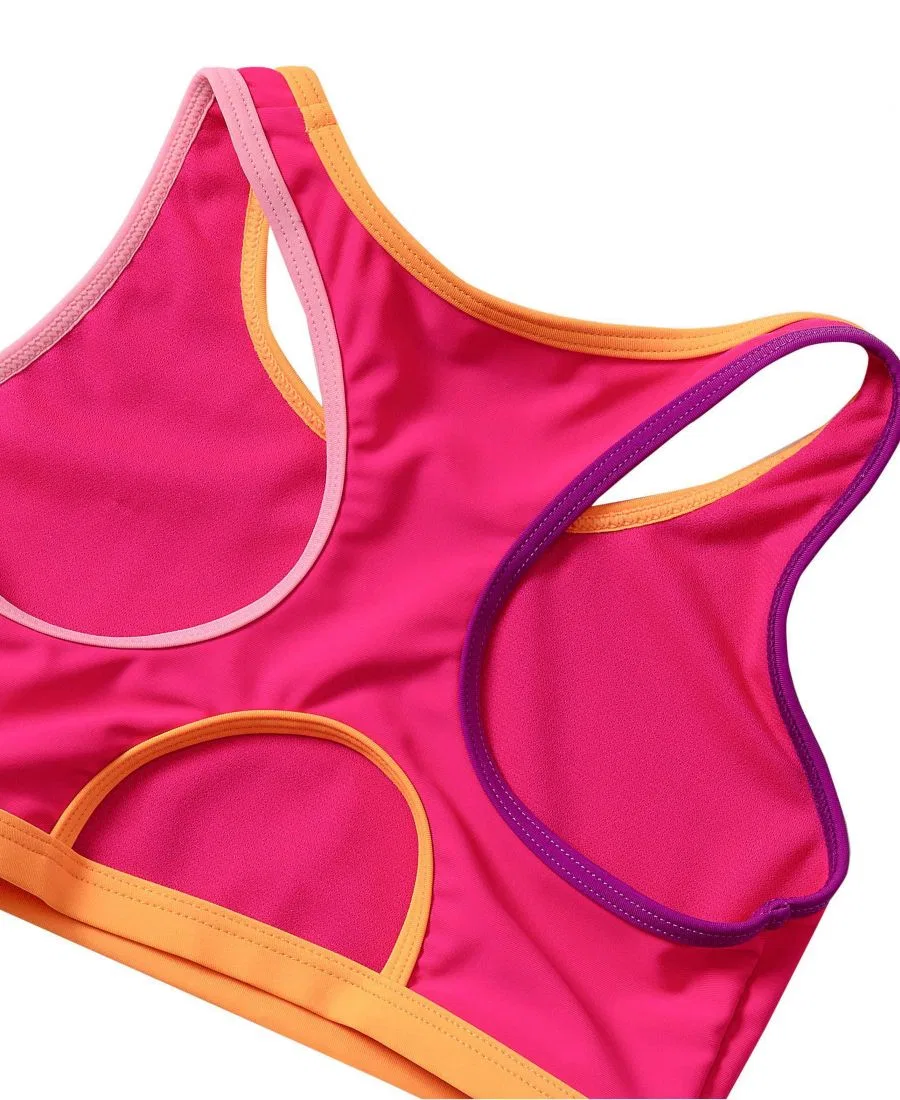Детский бикини-топ с принтом, модель Contrast Racer Back Lands' End, Neon Fuchsia — фото 3