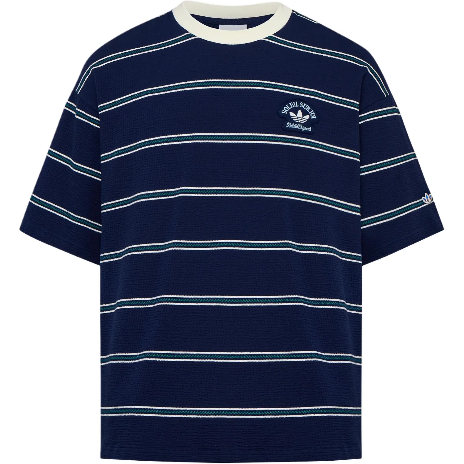 Футболка с круглым вырезом, модель Moderate, Adidas Originals, Dark Indigo/Jade White
