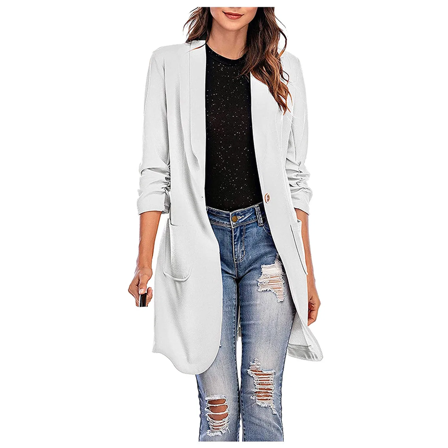 Женское пальто с карманами и лацканами Wool Blend, Bianco