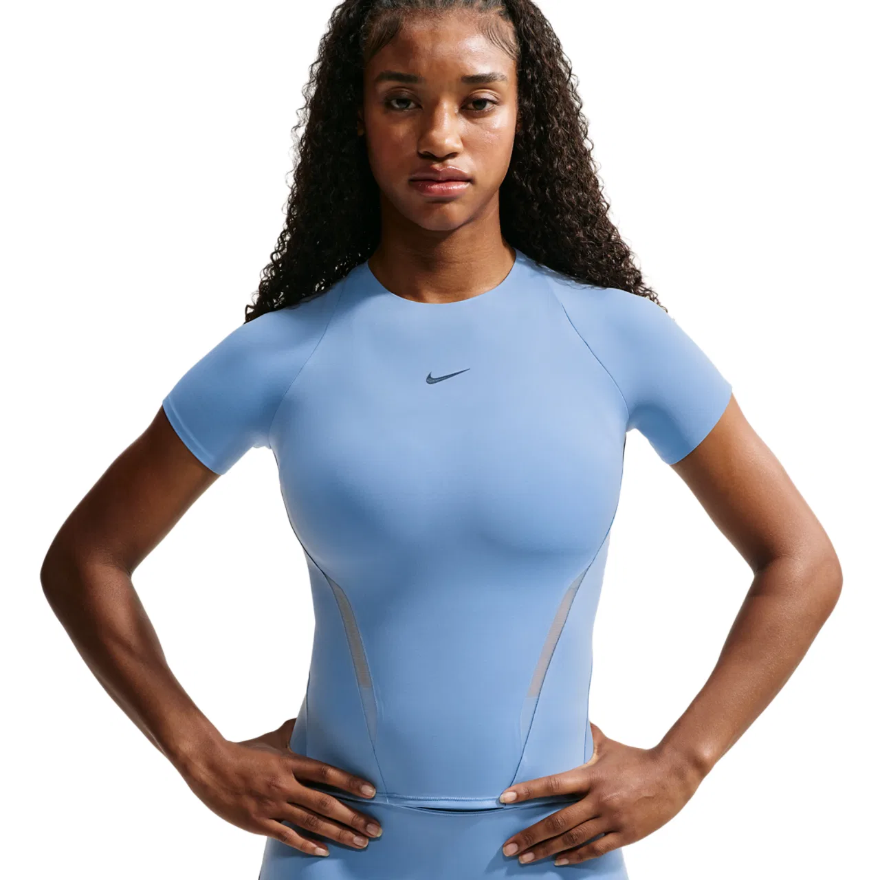 Женская футболка с длинным рукавом Nike Dri-FIT Universal SS Mesh Top, Work Blue/Chambray/New Slate