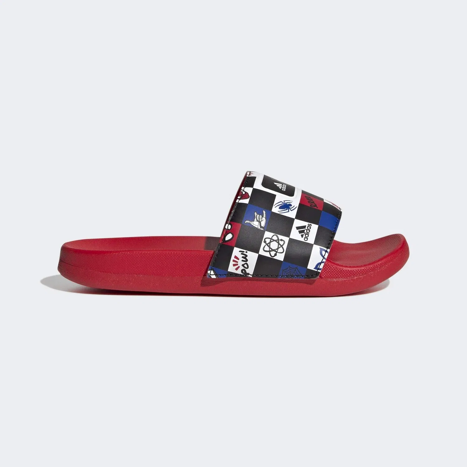 Детские шлепанцы с принтом Spider-Man adidas x Disney Comfort Spider-Man adilette, Schwarz Rot Weiss — фото 2