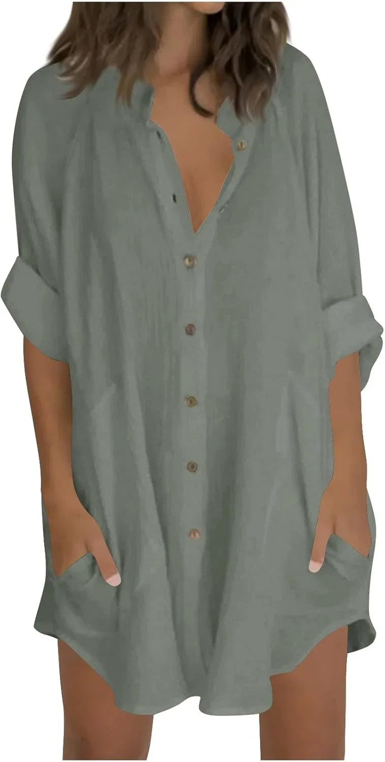 Женская свободная туника из хлопка и льна Pelang, Dark Gray