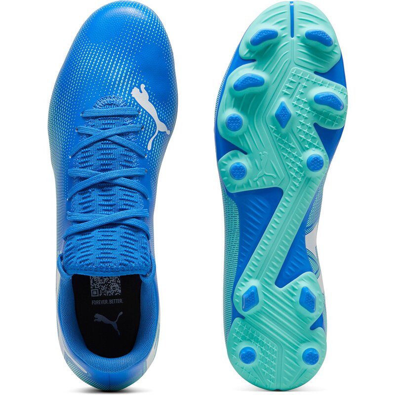 Футбольные бутсы для газона Future 7 Play FG/AG Puma, цвет hyperlink blue-mint-puma white — фото 2