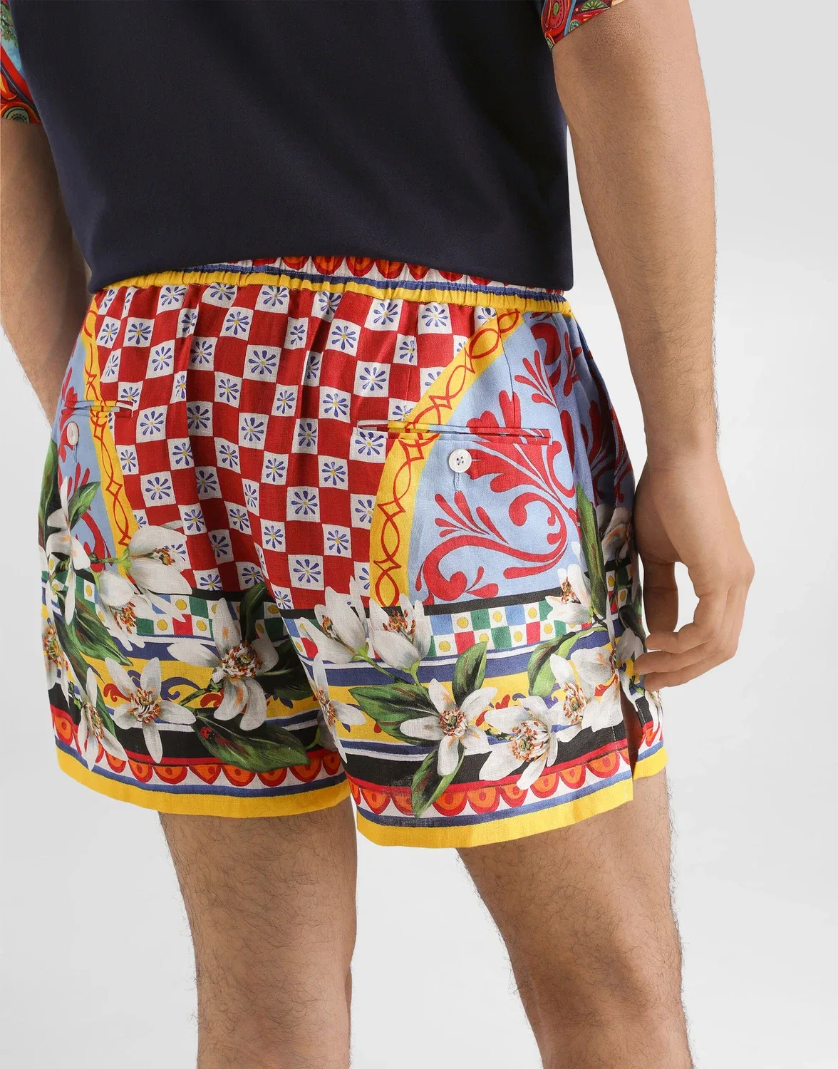 Бермуды из льна с принтом Carretto Dolce & Gabbana, мультиколор — фото 3