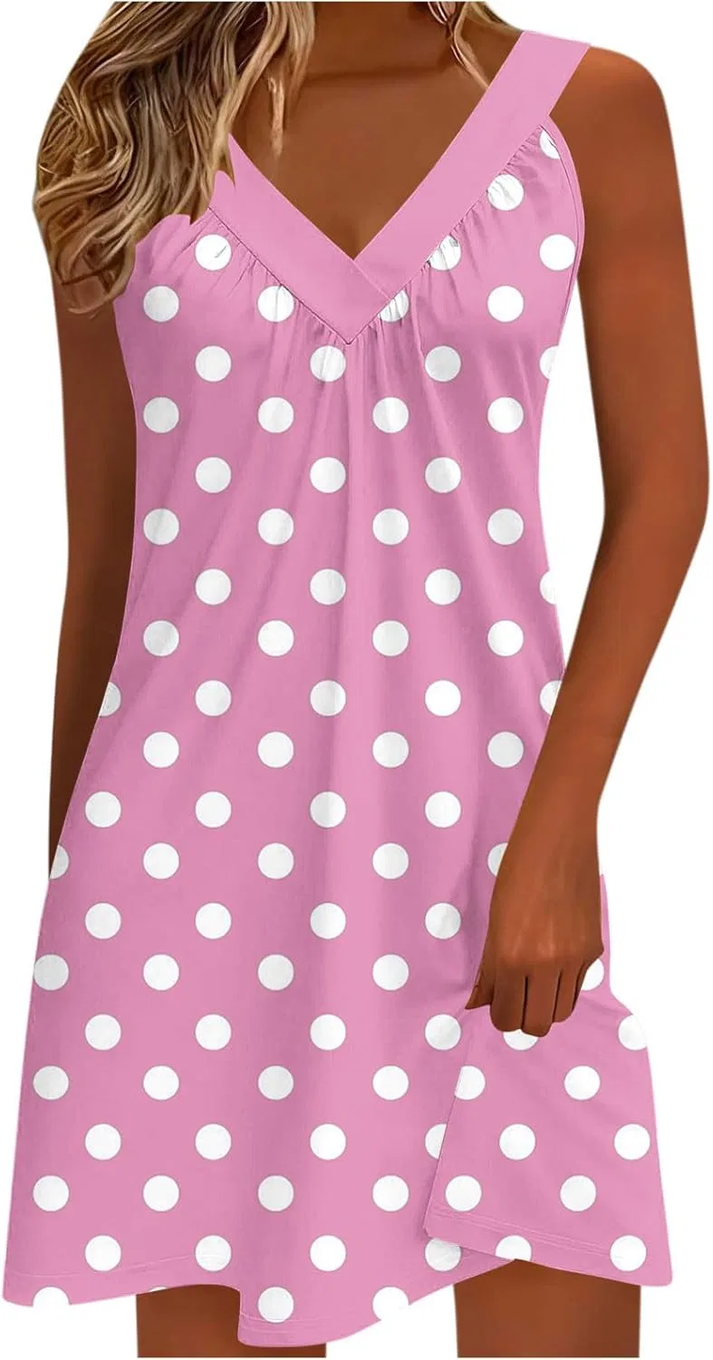 Женское летнее платье с полосками Polka Dot Tank, Pink