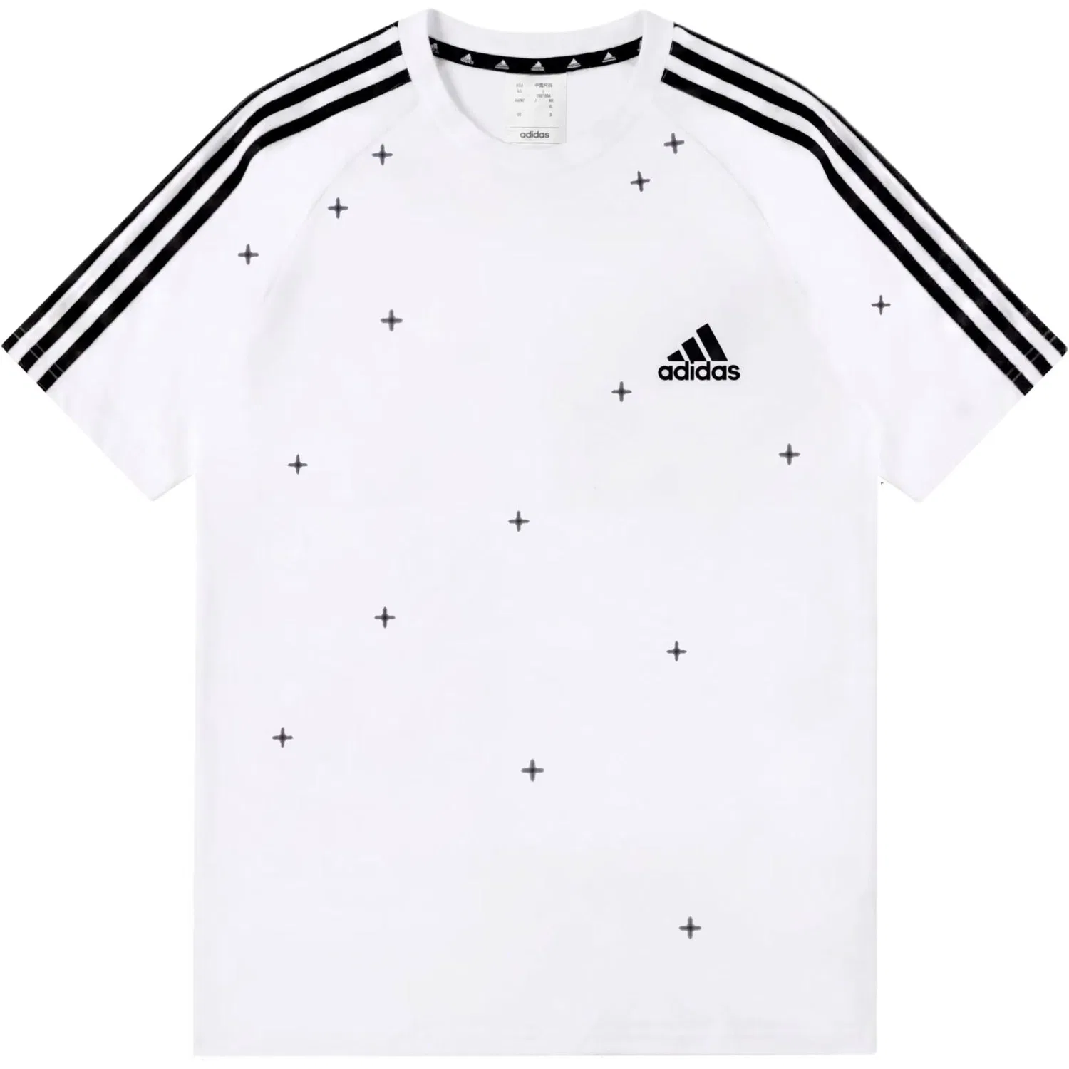 Футболка с круглым вырезом, белая, Adidas, White