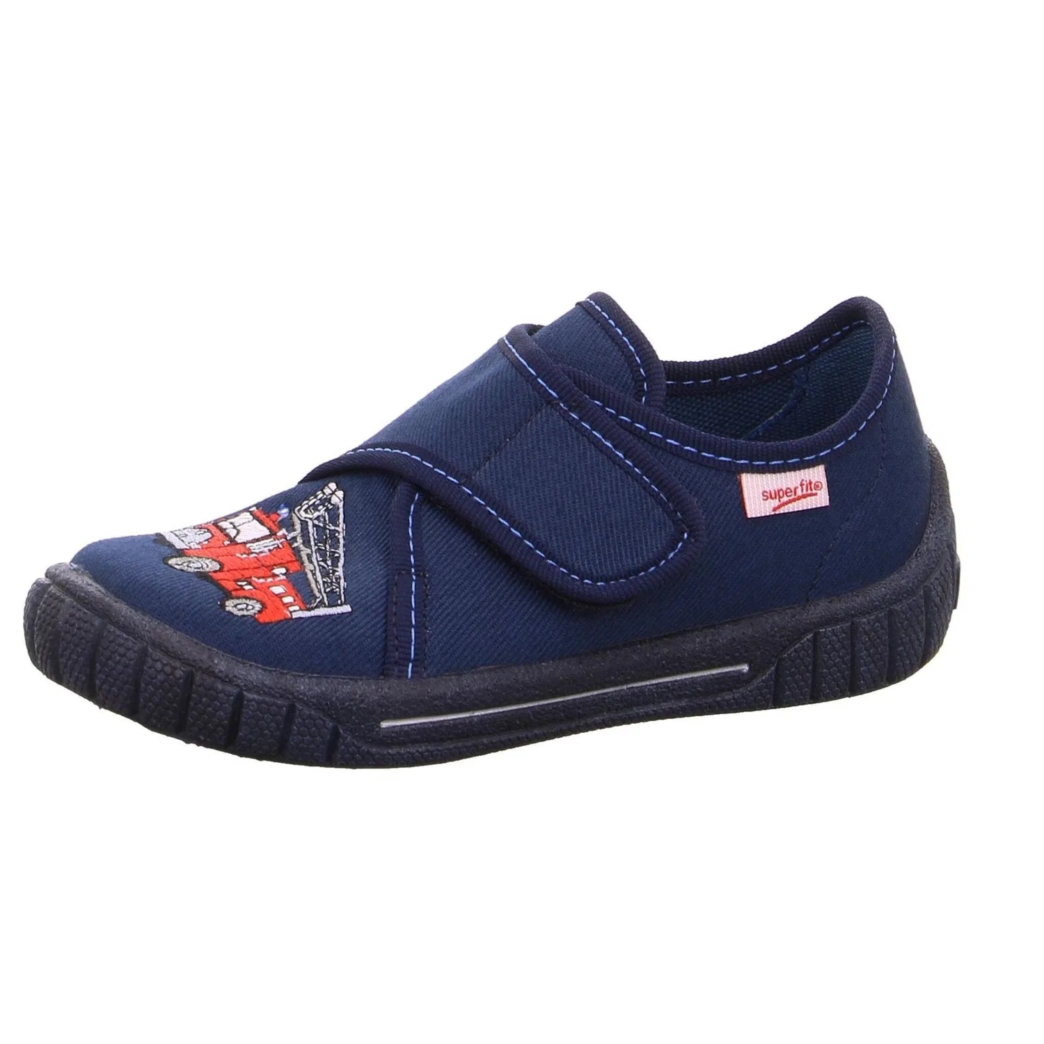 Детские текстильные тапочки с вышивкой Superfit, Navy Blue/Fire