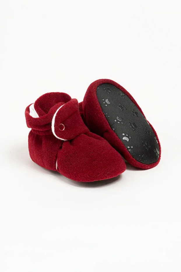 Детские домашние тапочки для новорожденных с флисом Babyzilla, Burgundy — фото 3