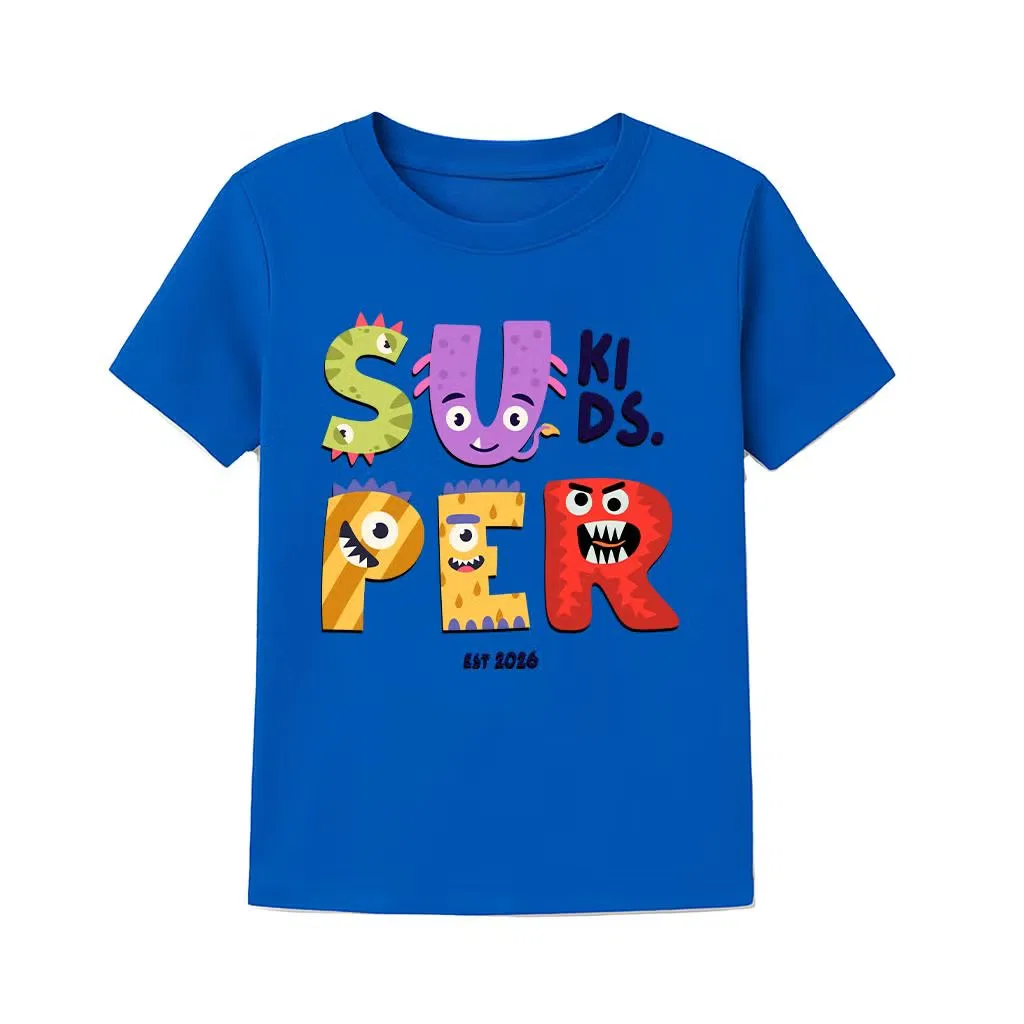Футболка с принтом Super Kids Monster Letters Yoo Street, синяя