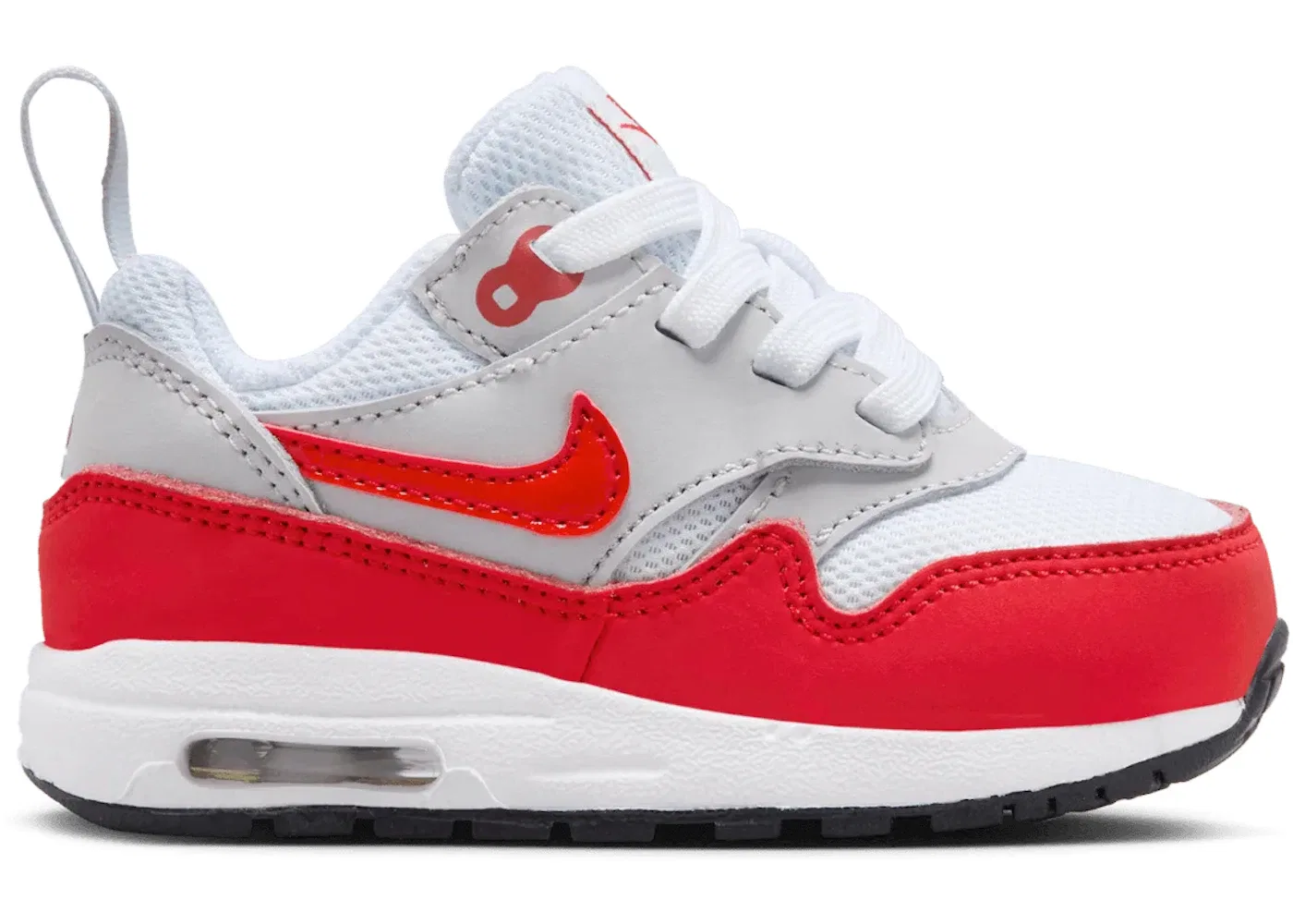 Детские кроссовки Lifestyle Nike Air Max 1 EasyOn, White/University Red-Neutral Grey-Black