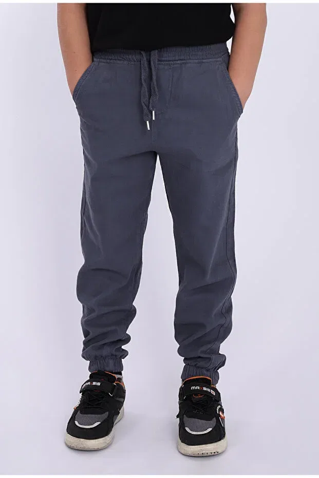 Детские брюки для девочек с эластичным поясом Myrab Denim, Anthracite — фото 3