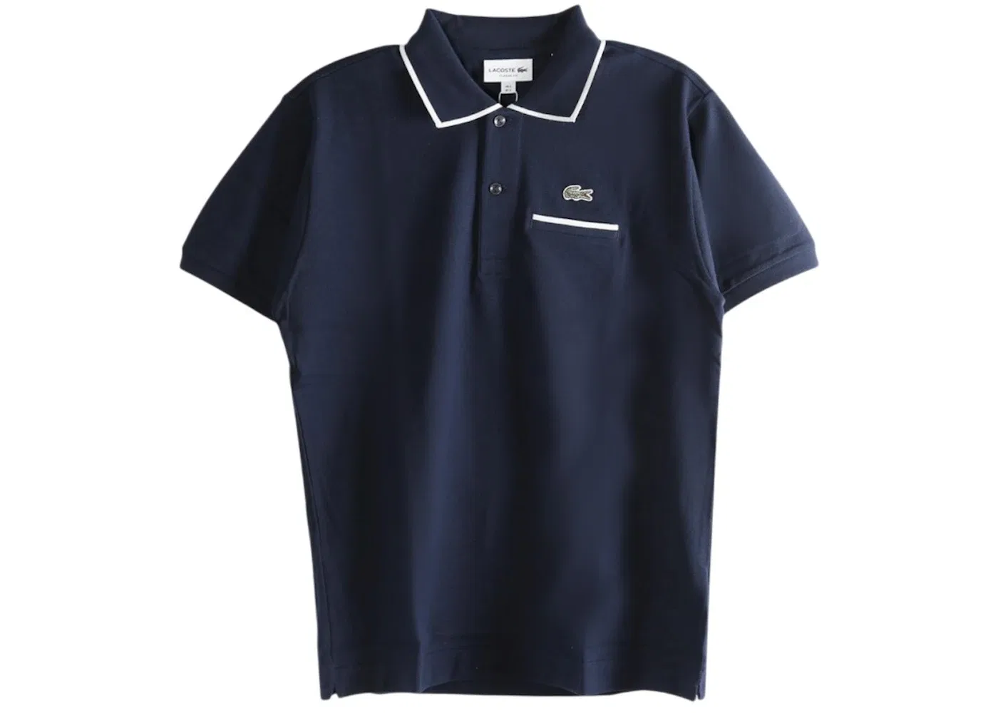 Мужская рубашка-поло с коротким рукавом L.12.12 Pocket Detail Pique Lacoste, Navy Blue Flour