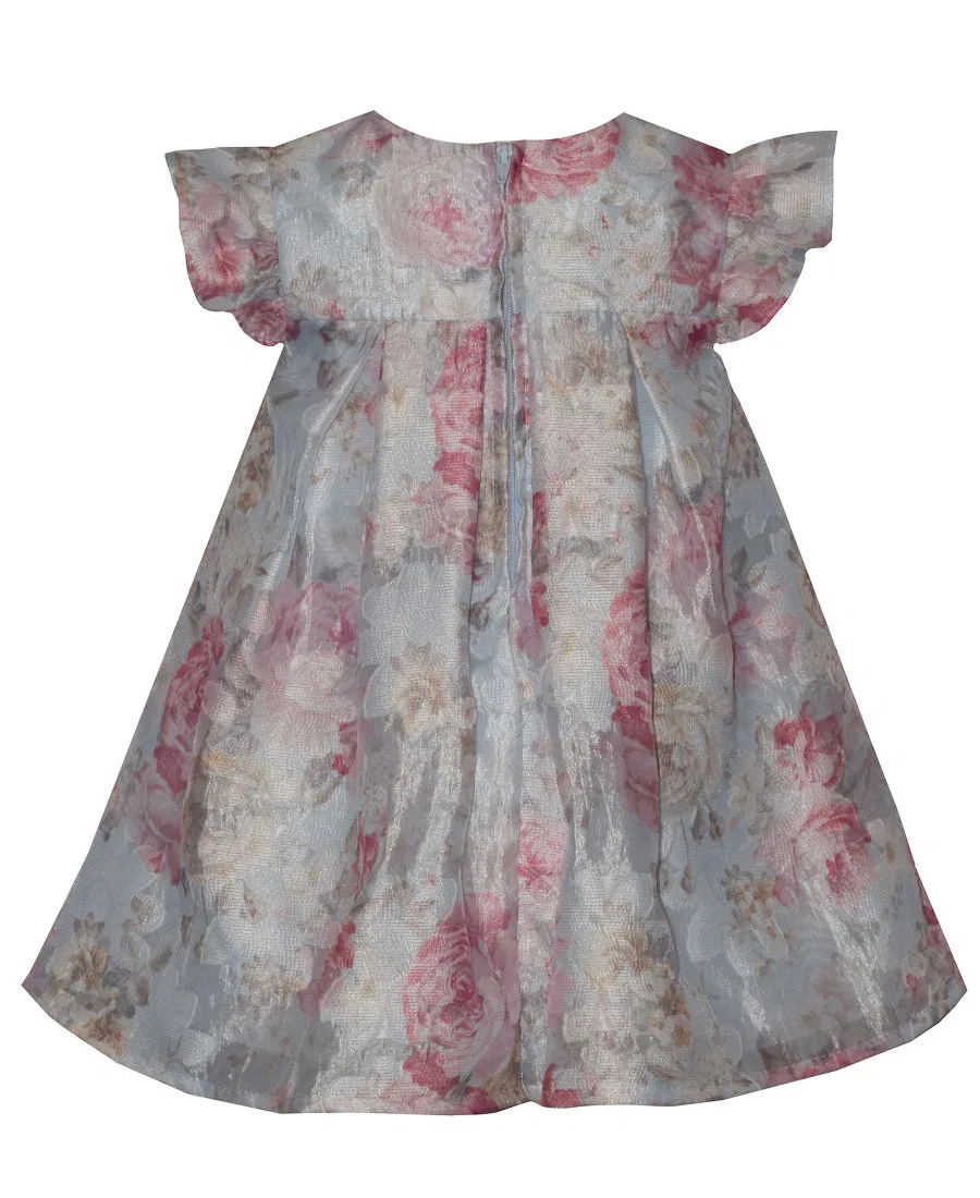 Платье для девочек с коротким рукавом, с бантом Bonnie Baby, Blue Pink — фото 2