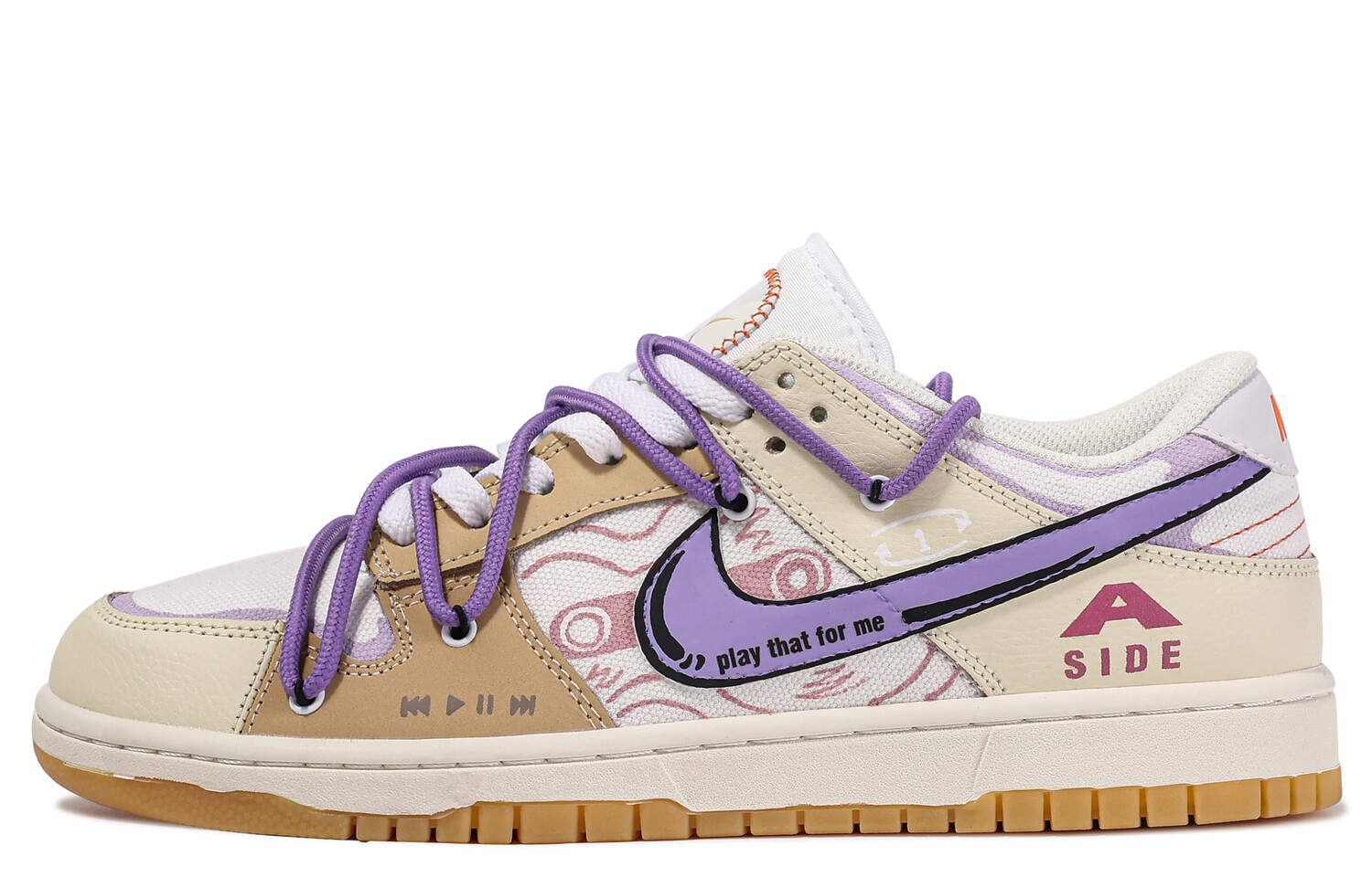 

Кроссовки Nike Dunk Skateboard Shoes Unisex Low-Top Beige/Purple