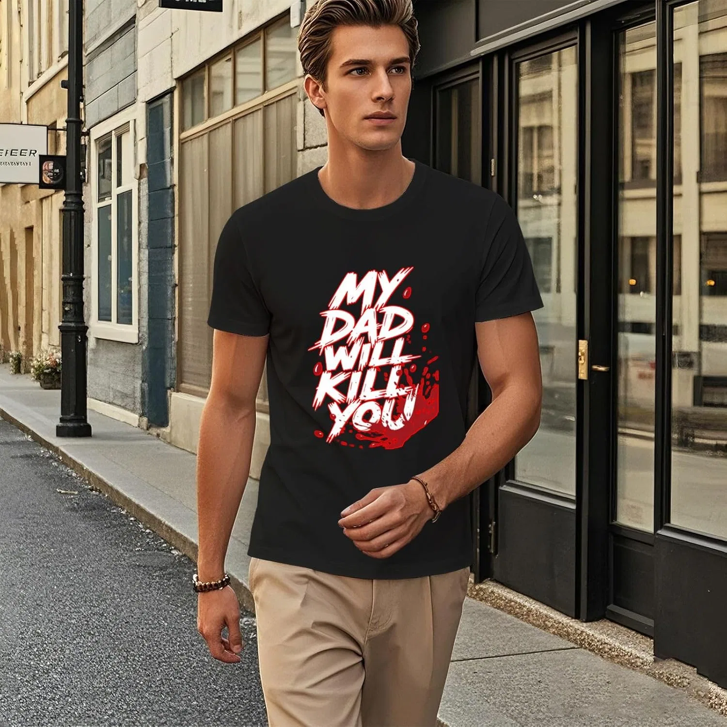 Футболка My Dads Will Kill You для женщин, винтажный принт Generic, черный — фото 4