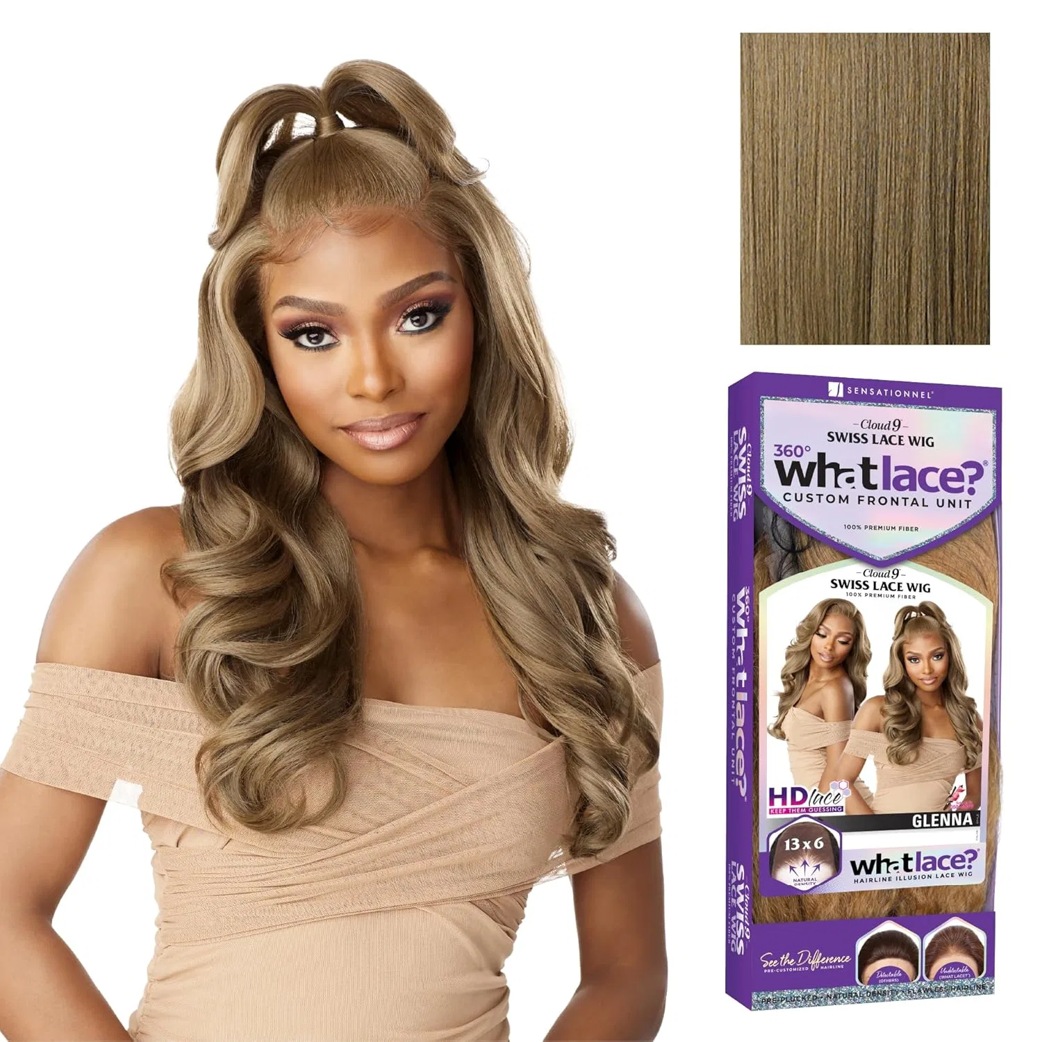 Синтетический парик Sensationnel What Lace Glenna Cloud 9 с HD-кружевом Sensationnel, Lightashrown