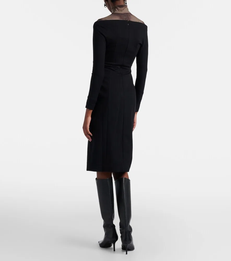 Платье миди с открытыми плечами Acne Studios, черный — фото 3
