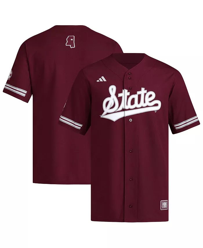 

Мужская бордовая реверсивная бейсбольная джерси Mississippi State Bulldogs в ретро-стиле с полной застежкой на пуговицы adidas
