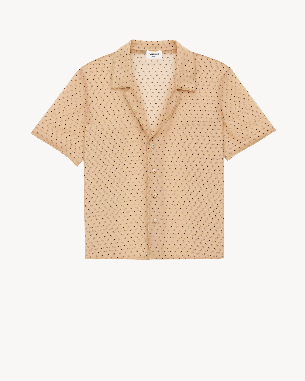 

Пижамный комплект из шелкового шифона в горошек Saint Laurent, бежевый