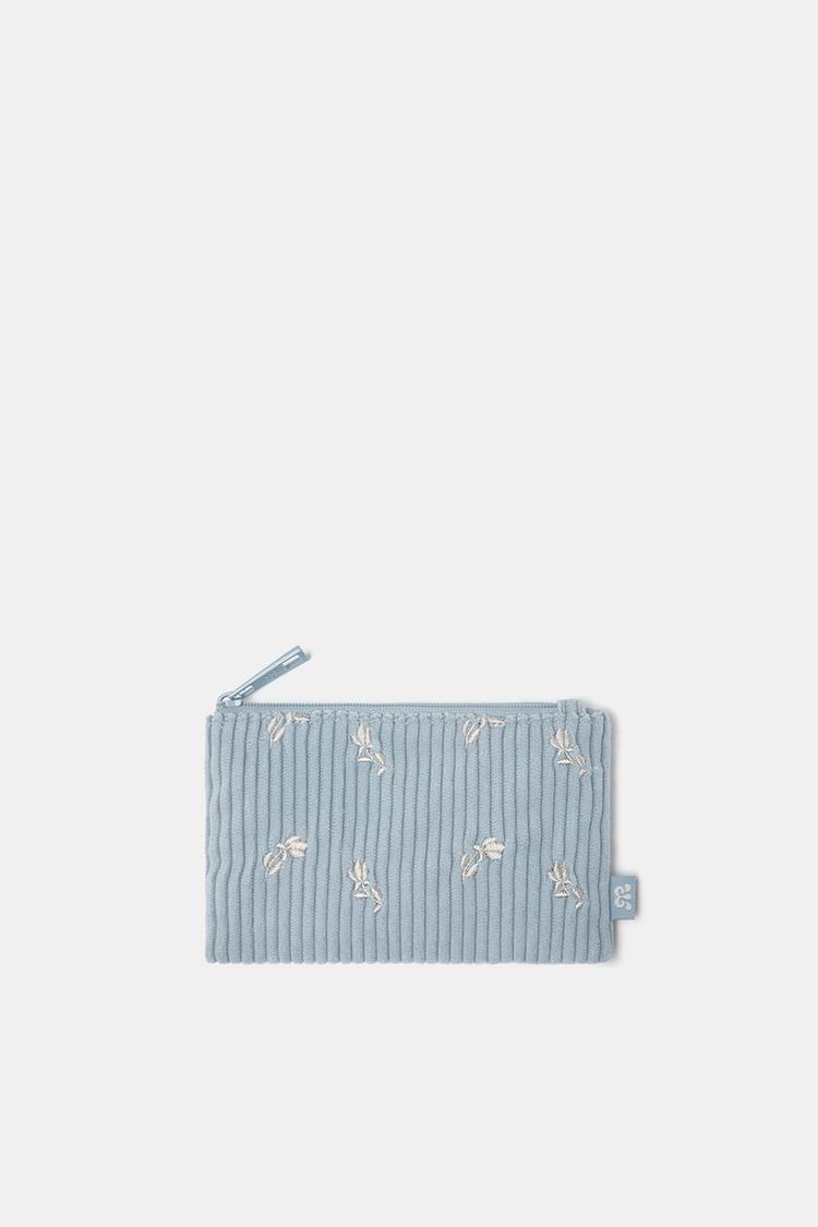 

Кошелек из ткани с цветочным узором Pull And Bear, синий
