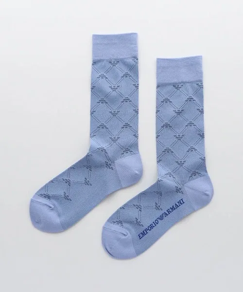 Носки Emporio Armani с монограммой, сакс-голубой