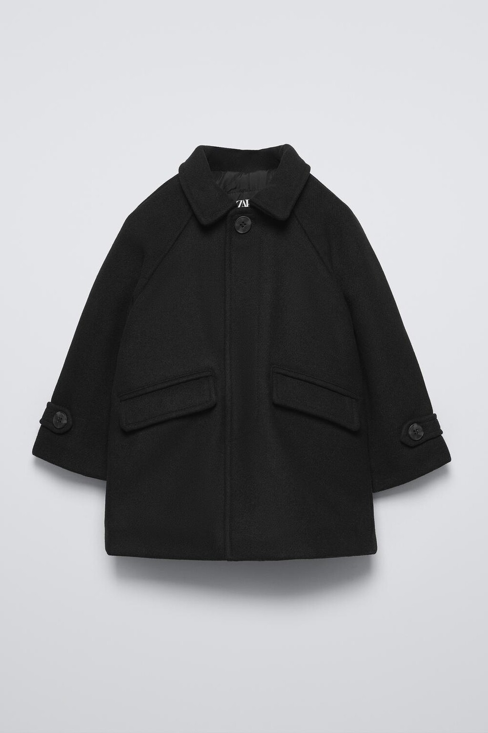 

Стеганое пальто с шерстью ZARA, черный