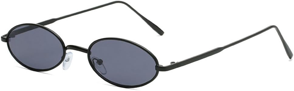 

Маленькие овальные солнцезащитные очки для мужчин и женщин, ретро-металлическая оправа, винтажные, желто-красные, маленькие круглые солнцезащитные очки VFDHN, Black Gray