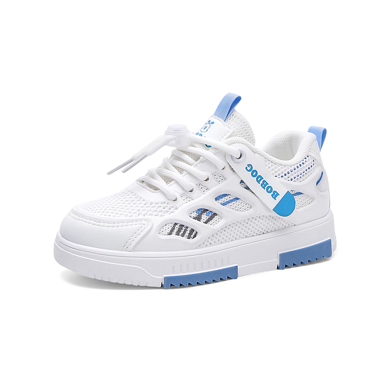 

Нескользящие и износостойкие дышащие низкие детские кроссовки для скейтбординга BOBDOG, белый/синий