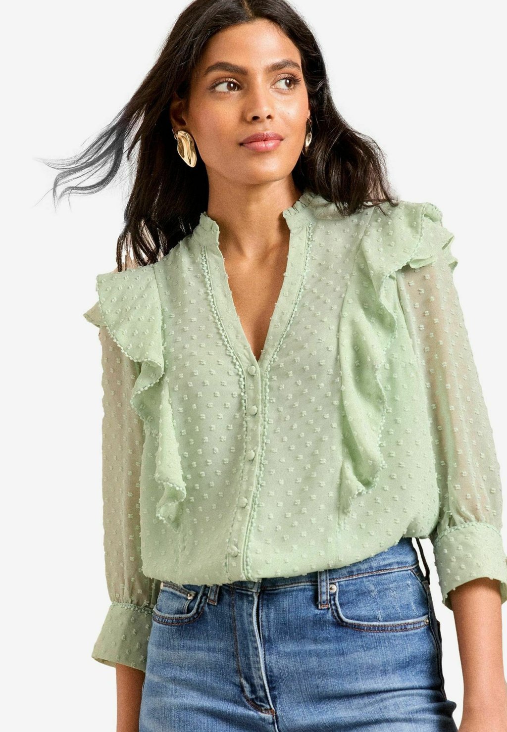 

Блузка на пуговицах REGULAR FIT - DOBBY 3/4 SLEEVE Love & Roses, зеленый