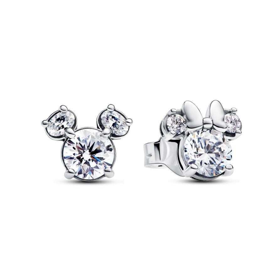 

Серьги Pandora Disney Mickey Mouse & Minnie Mouse Sparkling Stud Earrings, стерлинговое серебро