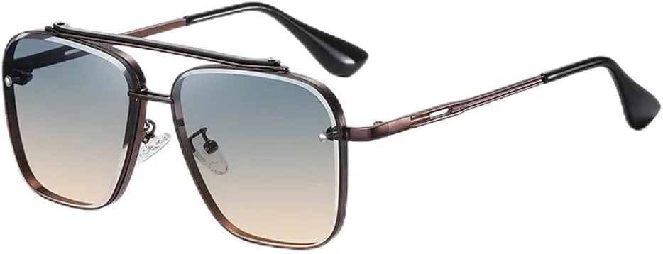 

Модные солнцезащитные очки с градиентным переходом цвета для мужчин, металлическая крупная оправа, роскошные солнцезащитные очки TKKTLLT, Bronze Grey Orange