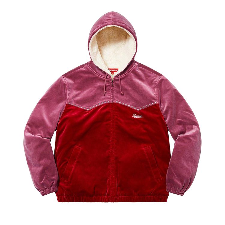 

Куртка Supreme Studded Velvet Hooded Work Jacket 'Red', красный