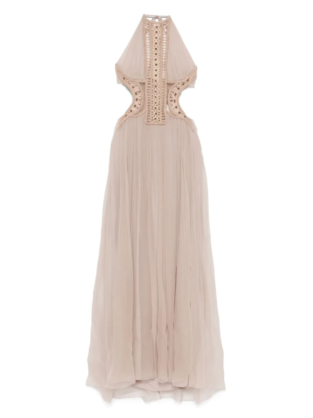 

Платье макси из вышитого тюля Alberta Ferretti, нейтральный