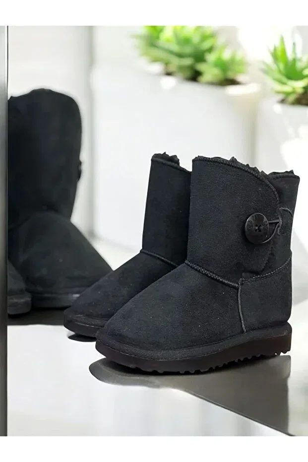 Детские сапоги для девочек с мехом Furry Long Boots Set Woltybaby, Black — фото 2