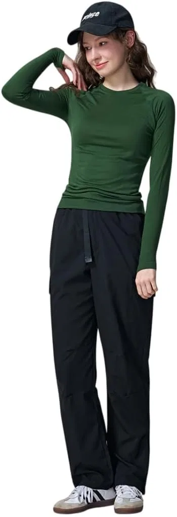 Женская бесшовная водолазка для йоги с большими пальцами Generic, Forest Green