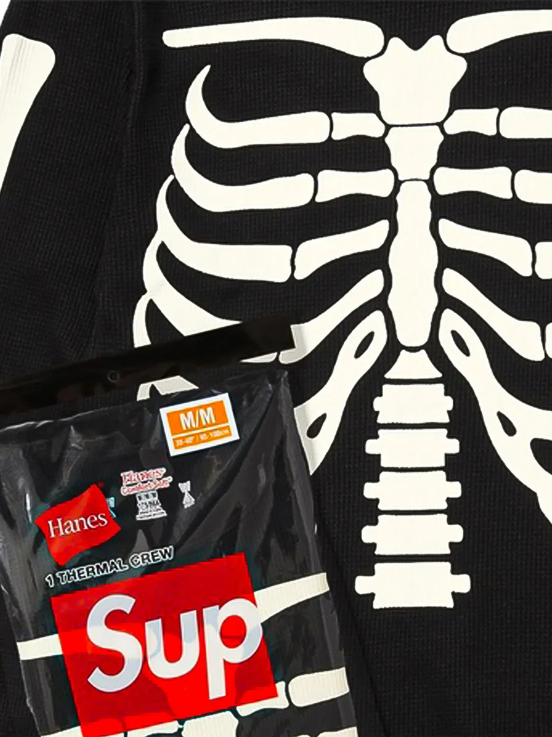 Футболка с принтом скелета черная Supreme, черный — фото 2